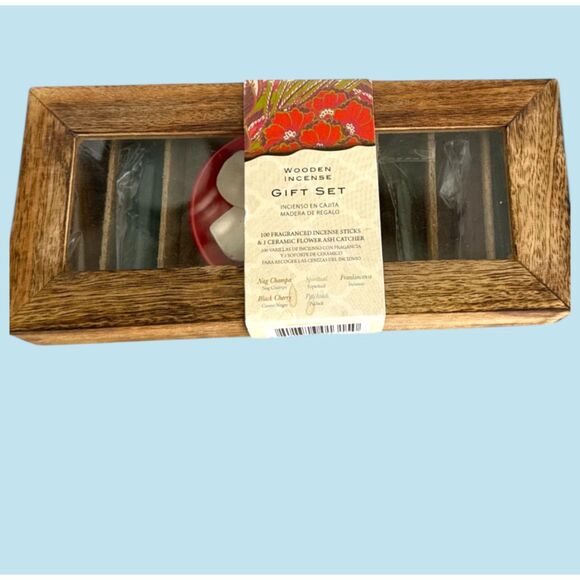 Wooden Incense Gift Set 100 Sticks & Ceramic Holder New Sealed Aromatherapy - Picture 1 of 4